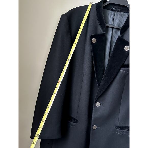 VINTAGE Italian Blazer Jacket 100% Wool 2 Buttons Pockets Mens Embroidered - Picture 9 of 13
